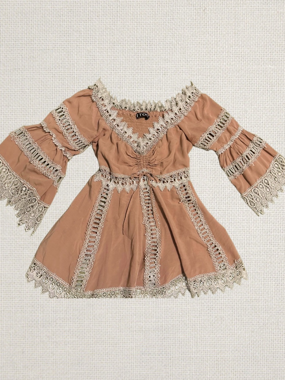 Bohemian Lace-Trim Peasant Blouse